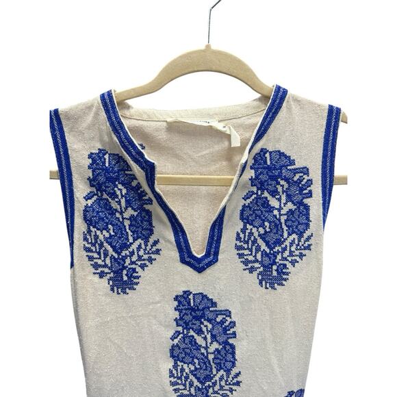 Isabel Marant Étoile Dita Silk Noil Blue Embroidered Dress Size 4 US / 36 FR - Picture 5 of 12